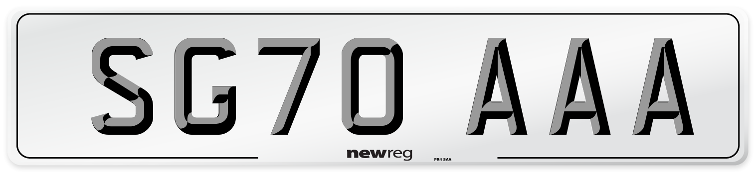 SG70 AAA Number Plate from New Reg